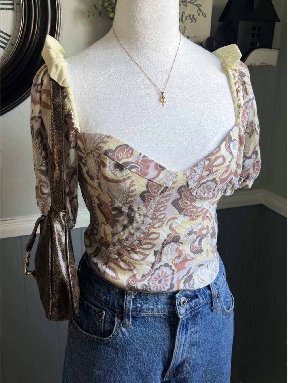 wilfred yellow paisley milkmaid top 💗